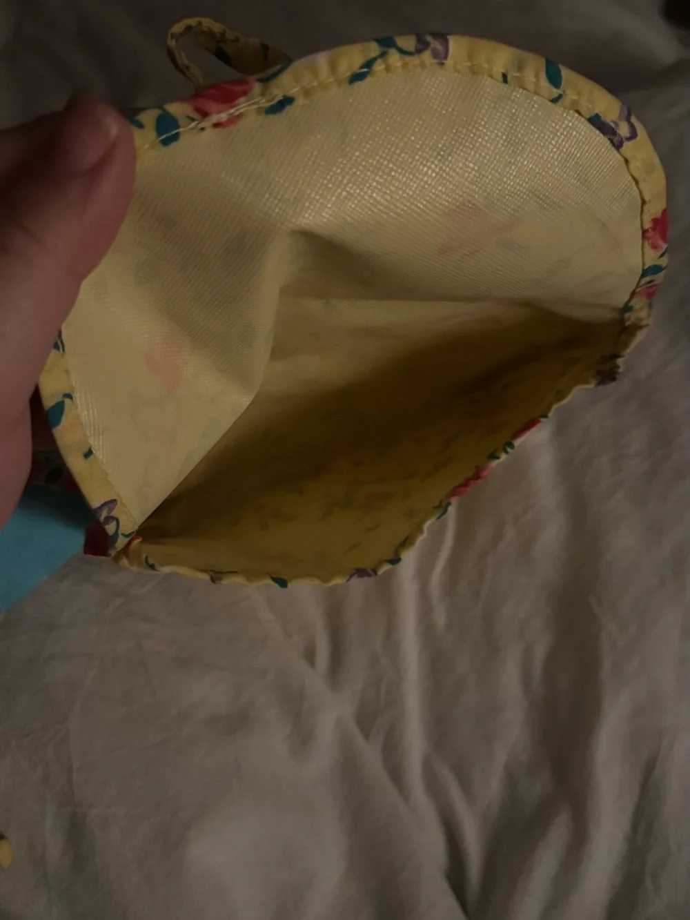 vintage avon Yellow floral makeup bag